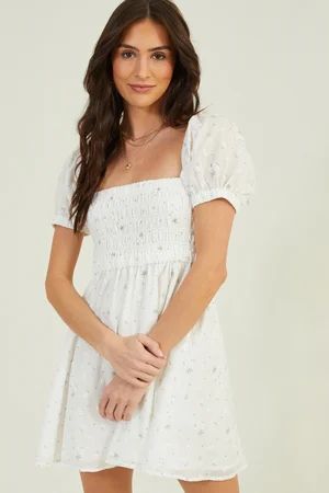 Jackie Floral Embroidered Dress in White | Altar'd State | Altar'd State