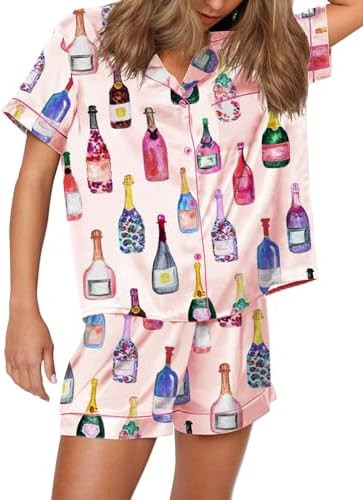 SHESHOW Funny Graphic Pajamas for Women Set Button Down Short Sleeve Top and Shorts Pjs Sets Slee... | Amazon (US)