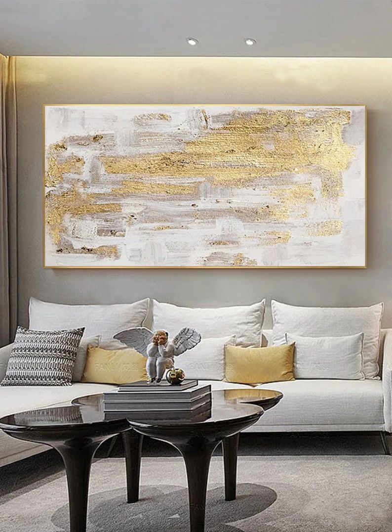 Large abstract painting on canvas big gold and brown wall art | Etsy | Etsy (US)