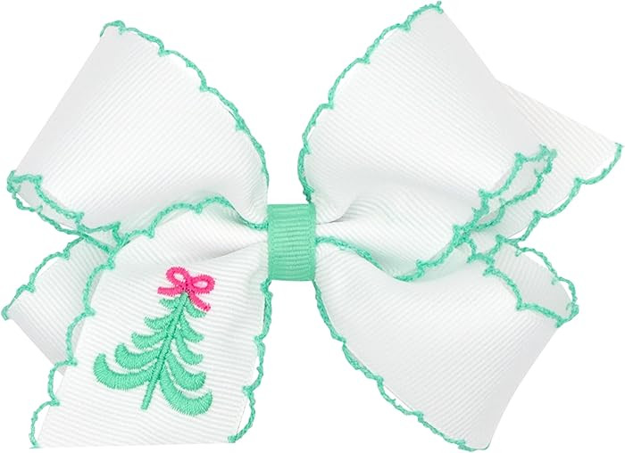 Wee Ones Girls’ Pink Wonderland Christmas Hair Bows, Embroidered Moonstitch or Holiday Print Gr... | Amazon (US)