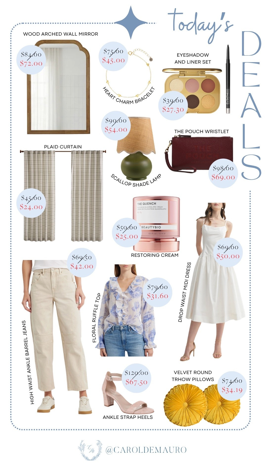 If you have room to spare in your closet and home, don't miss today's deals! Pick up a drop waist midi dress, a floral ruffle top, ankle strap heels, and a pouch wristlet to freshen up your wardrobe. You'll also love the cozy, curated feel of a wood arched wall mirror, plaid curtains, a scallop shade lamp, and velvet round throw pillows to elevate your space.

on sale now, bestsellers, summer dresses, casual outfit, beauty routine, eyeshadow makeup, living room decor, home aesthetic

#LTKSaleAlert #LTKSeasonal #LTKHome