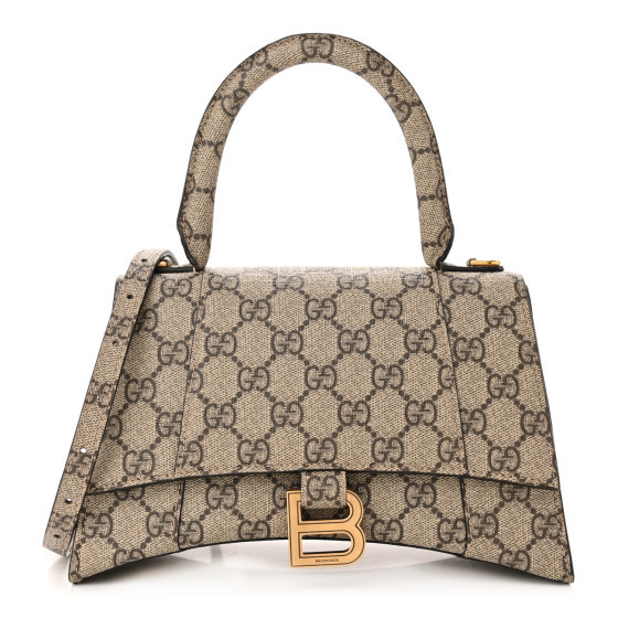 X GUCCI GG Supreme Monogram Small Hourglass Top Handle Bag Beige Ebony | FASHIONPHILE (US)