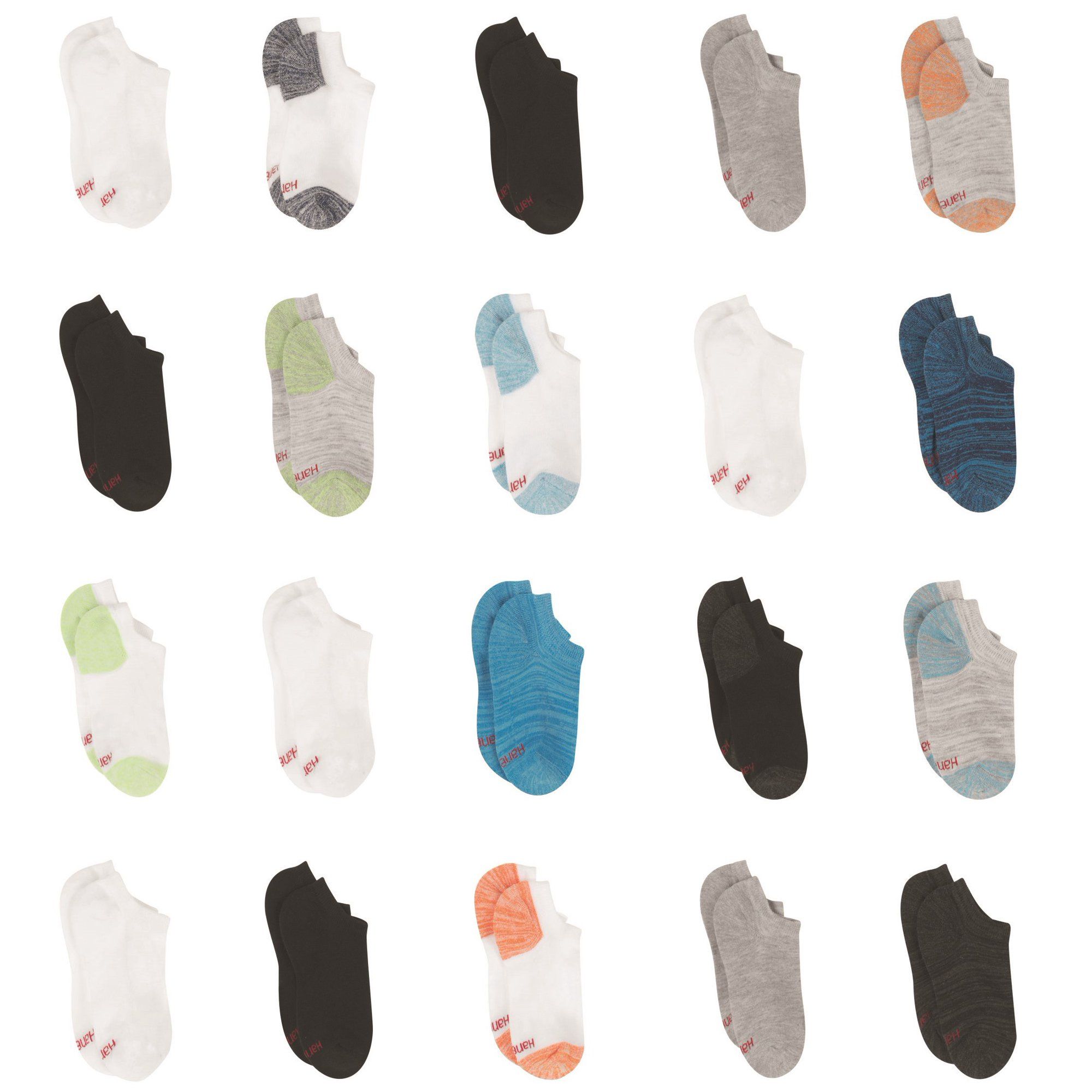 Hanes Boys Socks, 20 Pack No Show Super Value Socks, Sizes S-L | Walmart (US)