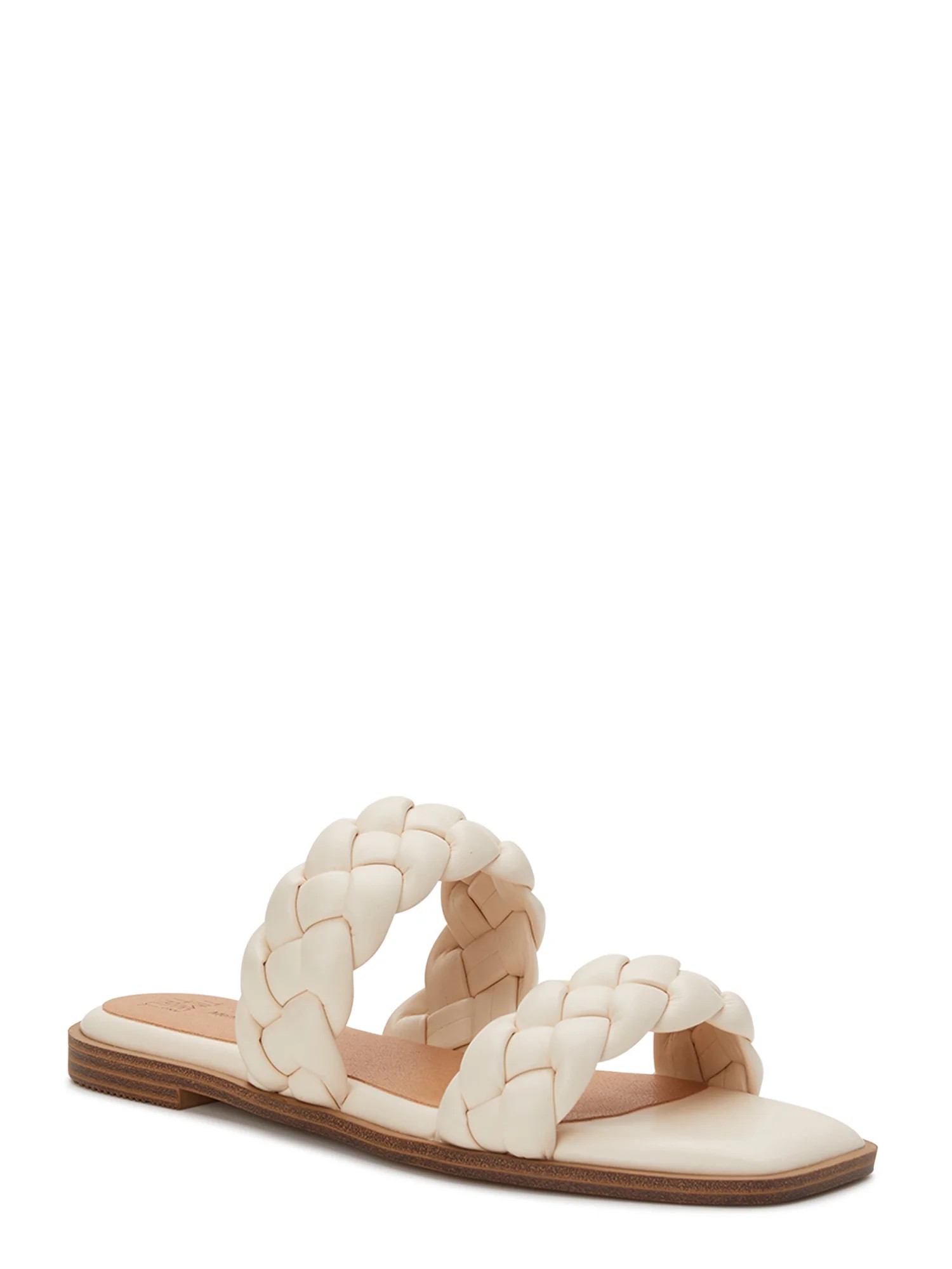 Time and Tru Women's Braided Two Band Sandals – Wide Width Available - Walmart.com | Walmart (US)