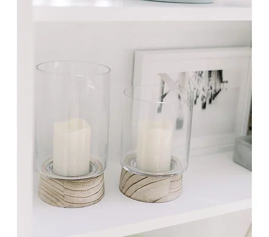 S/2 Large & Small Flameless Candle Hurricanes by Lauren McBride | QVC
