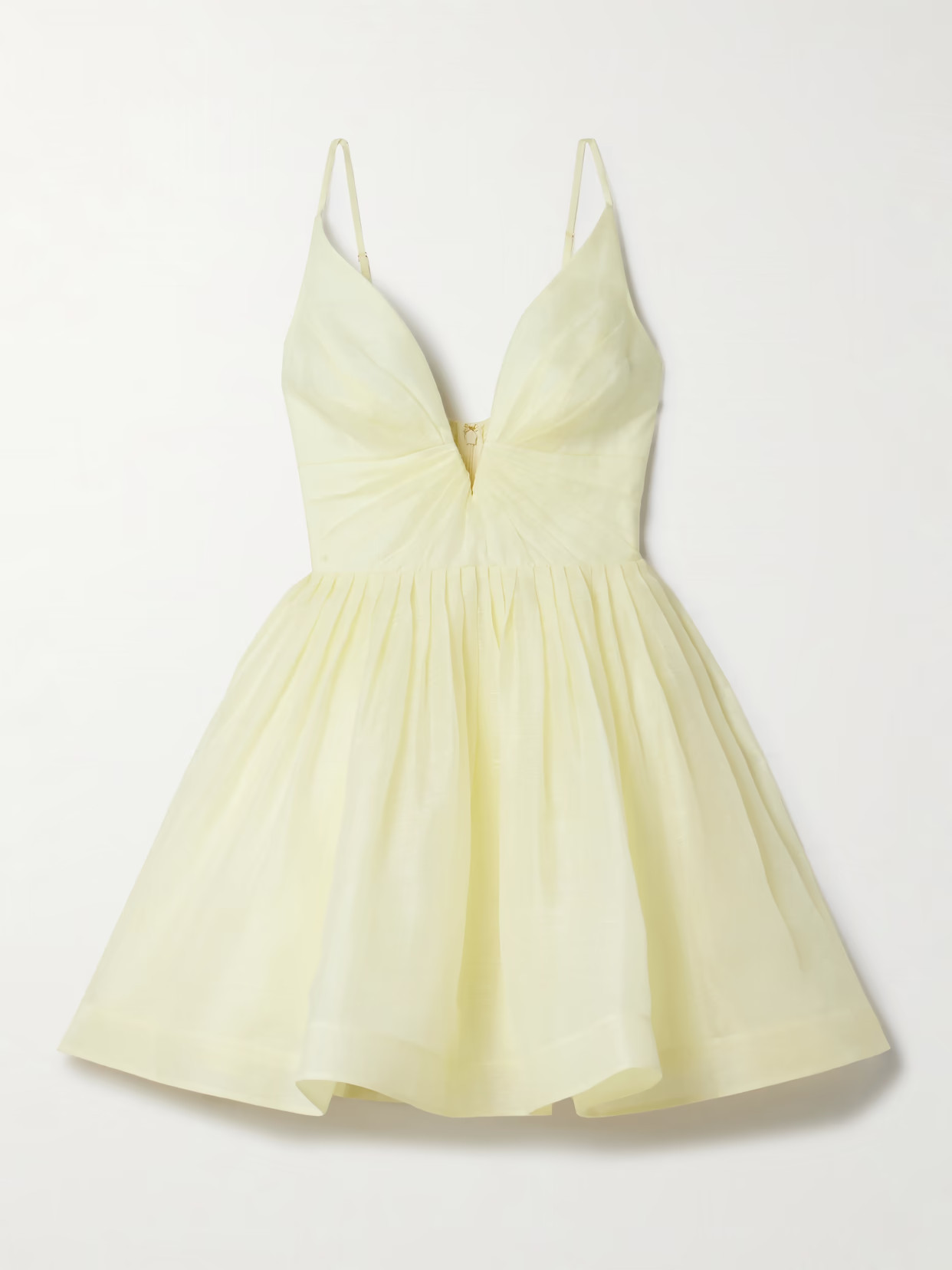 Zimmermann - Illuminate Pleated Linen And Silk-blend Mini Dress - Yellow | NET-A-PORTER (US)