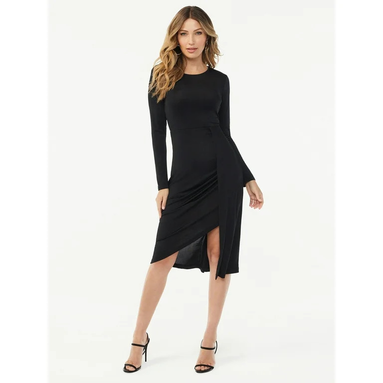 Sofia Jeans by Sofia Vergara Women's Asymmetrical Hem Draped Wrap Dress - Walmart.com | Walmart (US)