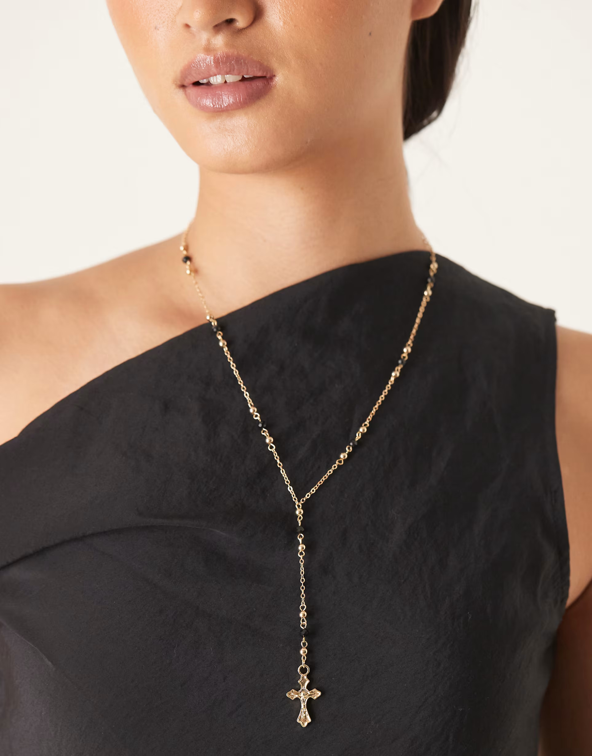DesignB London cross lariat necklace in gold | ASOS (Global)