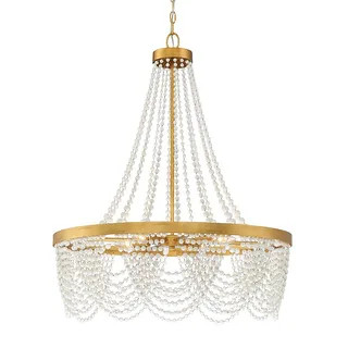 Crystorama Lighting Group Fiona 4 Light 27" Wide White Beaded Draped | Bed Bath & Beyond