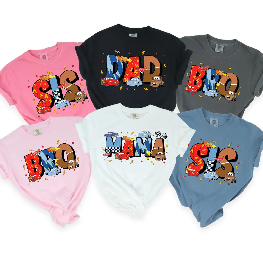 Custom Pixar Cars Family Shirt, Comfort Colors Pixar Shirt, Cars Family Shirt, Cars Mom Dad Bro S... | Etsy (US)