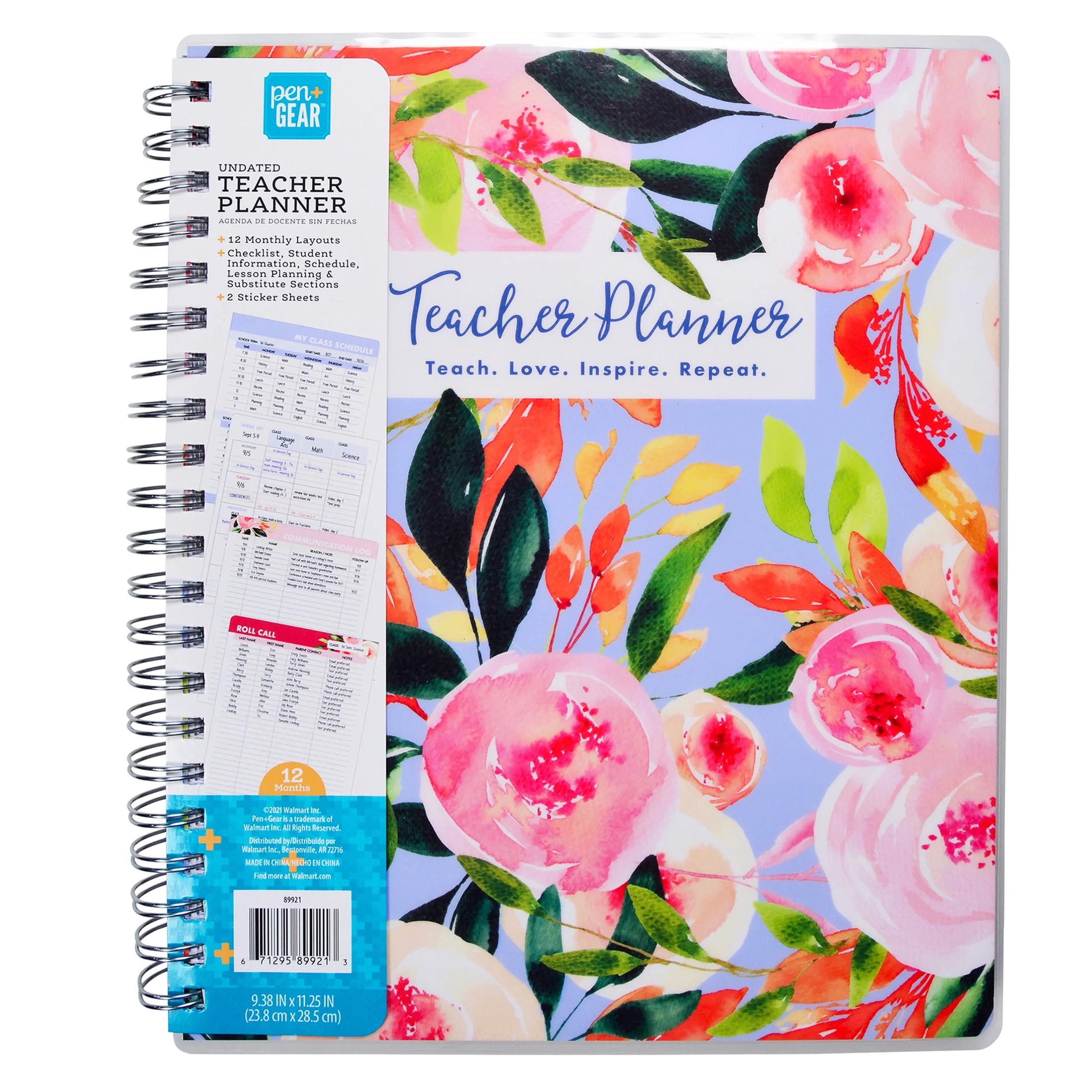 Pen+Gear Undated Teacher Planner, Floral - Walmart.com | Walmart (US)
