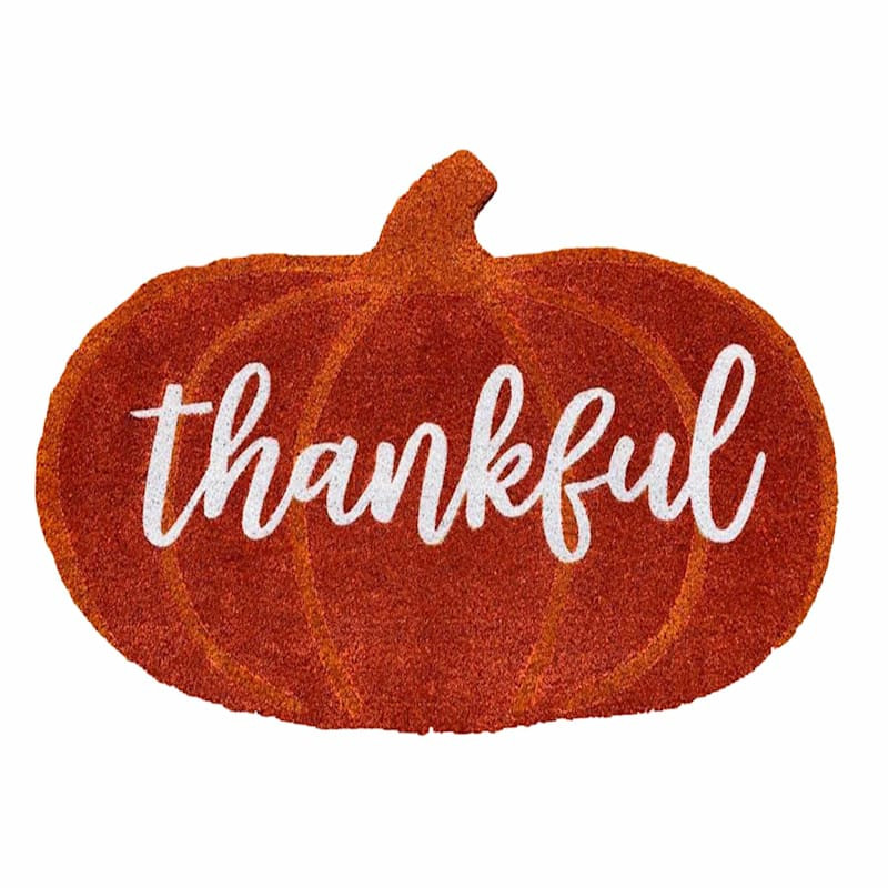Thankful Pumpkin Shaped Coir Mat, 22x47 | At Home