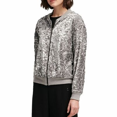 DKNY NEW Women's Sequined Velour Bomber Jacket Top TEDO | eBay US