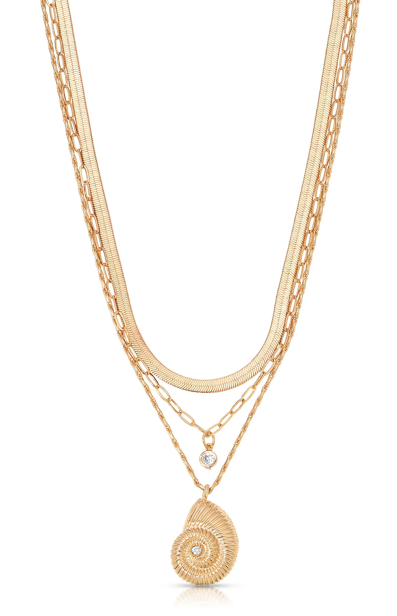 Ettika Nautilus Shell Pendant Layered Necklace in Gold | PacSun