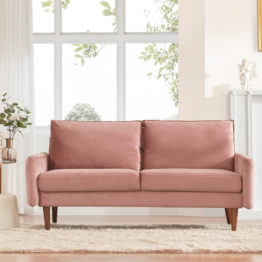 Dreamsir 70'' Mid Century Modern Sofa, Velvet Loveseat with Two Storage Bags, Small Love Seats Co... | Amazon (US)