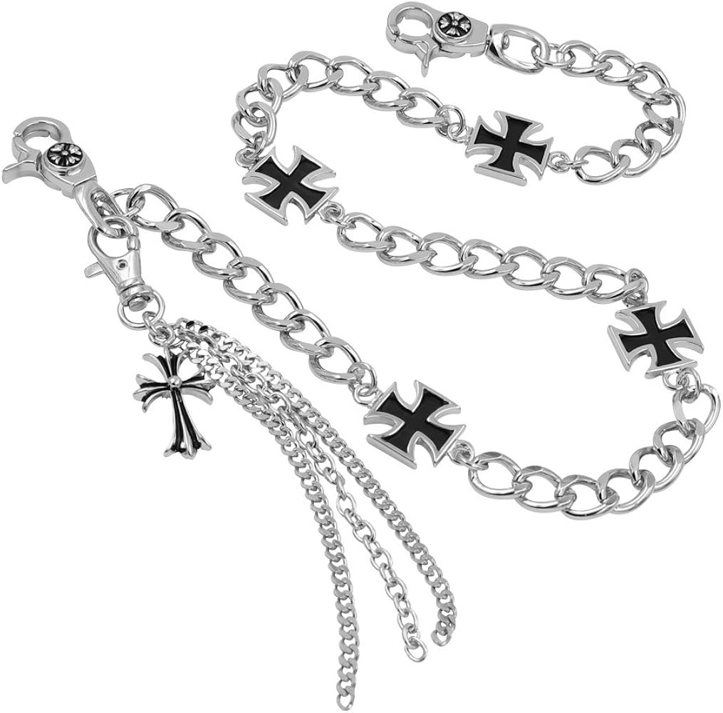 Maltese Cross Charm wallet chain Biker Punk Key chain With Detachable Keyring | Amazon (US)