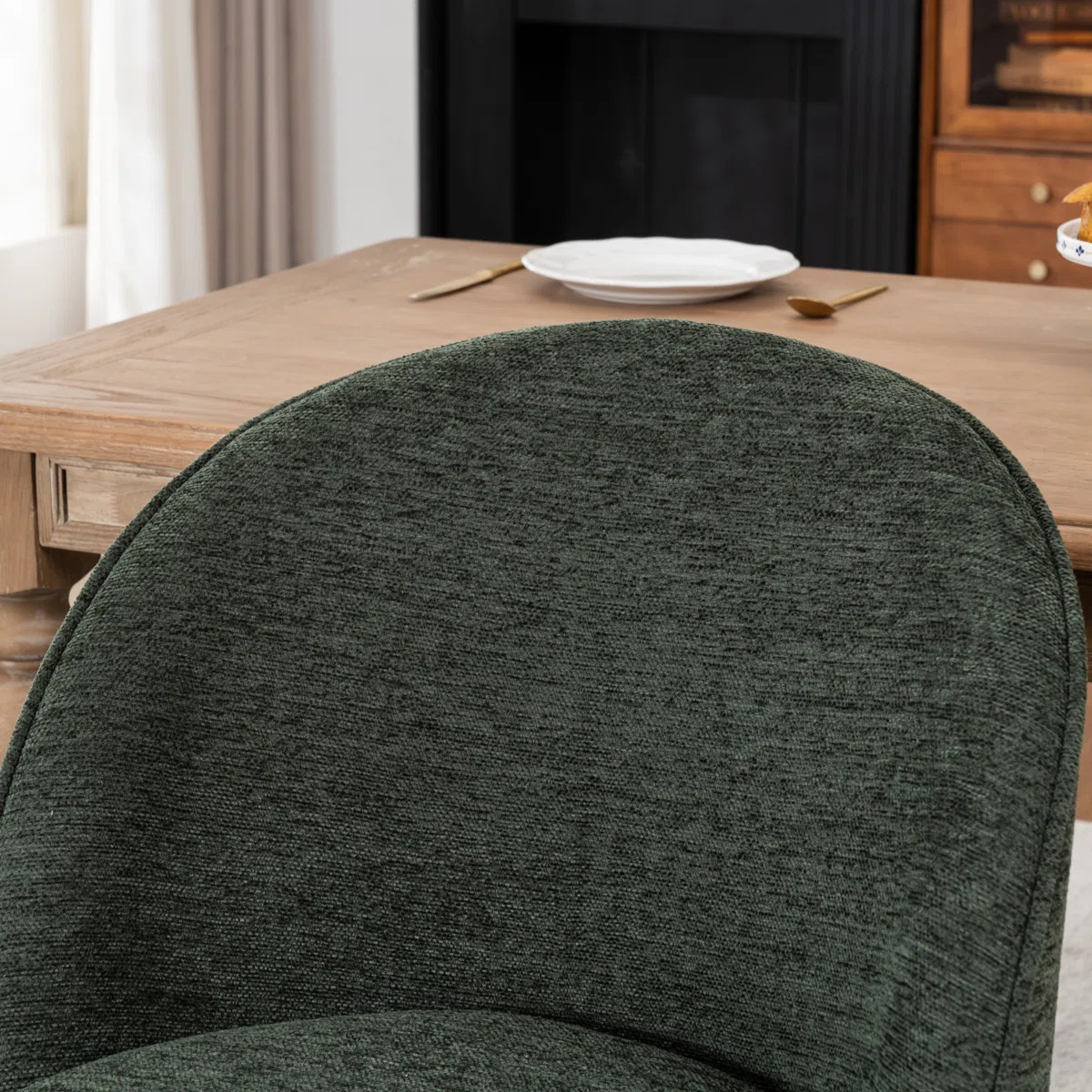 Upholstered Barrel Dining Chairs, Boucle Fabric Swivel Kitchen Chairs, Wingback Side Chairs, Vani... | Wayfair North America