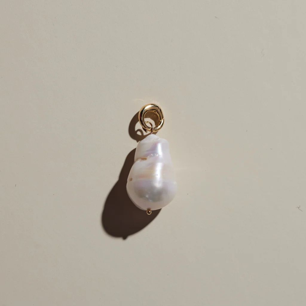 Baroque Oversized Pearl Charm | Nickel and Suede