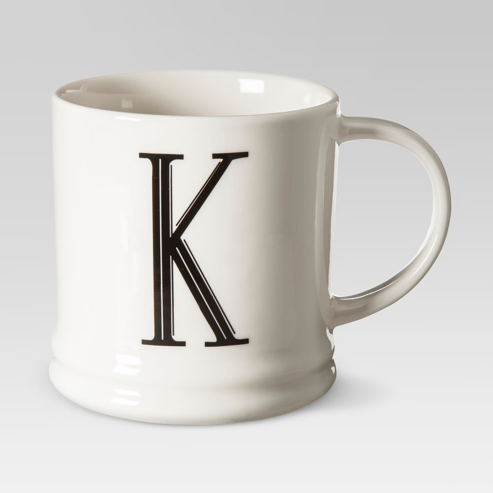 Monogrammed Porcelain Mug 15oz White with Black Letter K - Threshold | Target