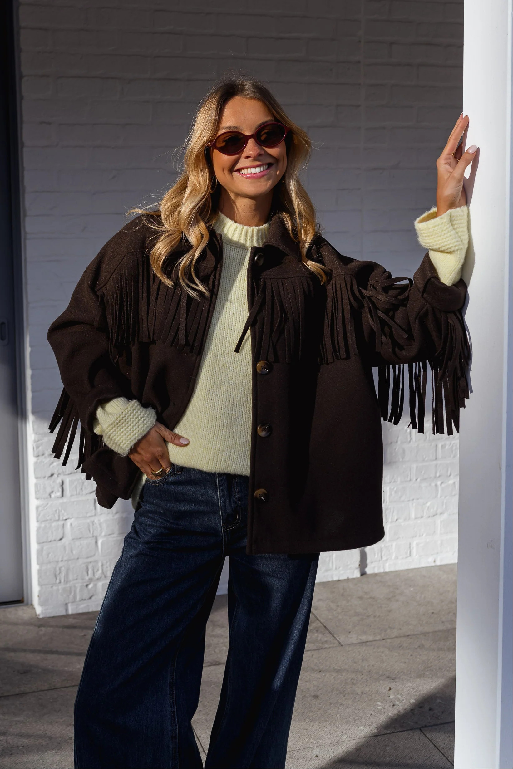 Brown Fringed Cassian Jacket | Easy Clothes
