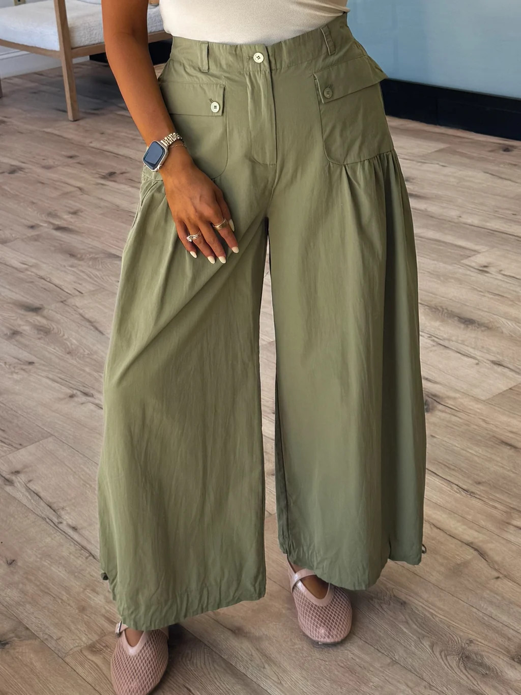 Karsyn Drawstring Hem Pants | Olive | Talulah