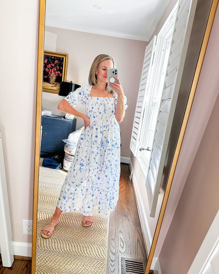 Size small in this gorgeous floral midi dress. This is the perfect spring outfit for moms because it’s nursing friendly, comfortable, stretchy, and lightweight. 

#LTKSeasonal #LTKstyletip