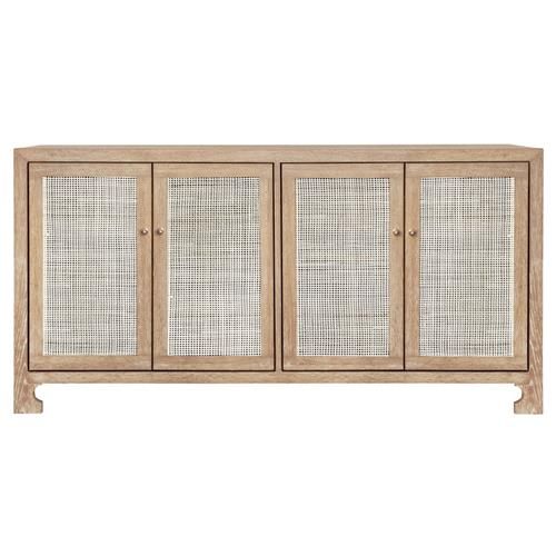 Worlds Away Sofia Coastal Beach Natural Woven Cane Doors Brown Wood Sideboard | Kathy Kuo Home