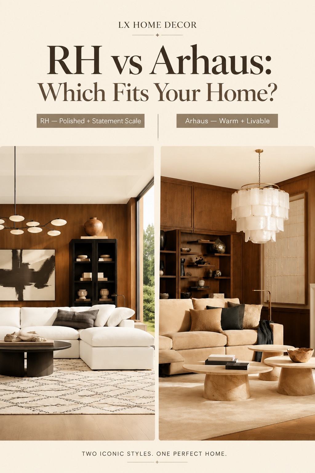Trying to choose between RH vs Arhaus? Start with how you actually want your home to feel. RH leans grand, polished and statement-making, while Arhaus feels warmer, more textured and relaxed. For formal rooms with plenty of visual space, RH may fit better. For an everyday family room, Arhaus may be easier to live with. Compare before committing to a major furniture purchase. Save this for shopping day.

#RHvsArhaus #FurnitureComparison #FurnitureShopping #LivingRoomFurniture #HomeDecorShopping 

 #LTKOver40 #LTKHome #LTKSaleAlert