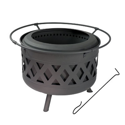 Sunnydaze Crossweave Outdoor Wood-Burning Steel Smokeless Fire Pit for the Backyard - Black - 30" | Target
