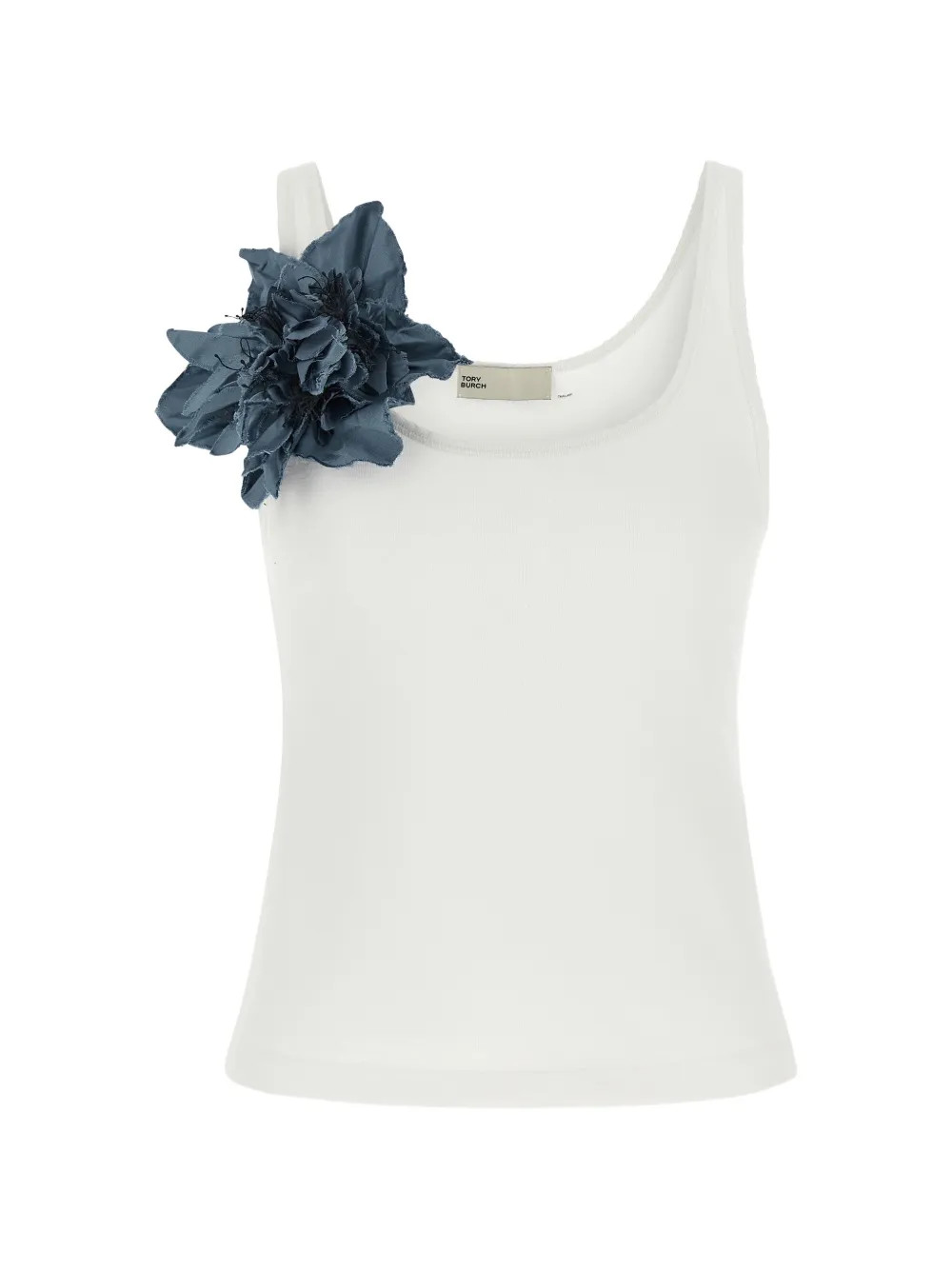 Tory Burch floral-appliqué ribbed-knit Tank Top | White | FARFETCH | Farfetch Global