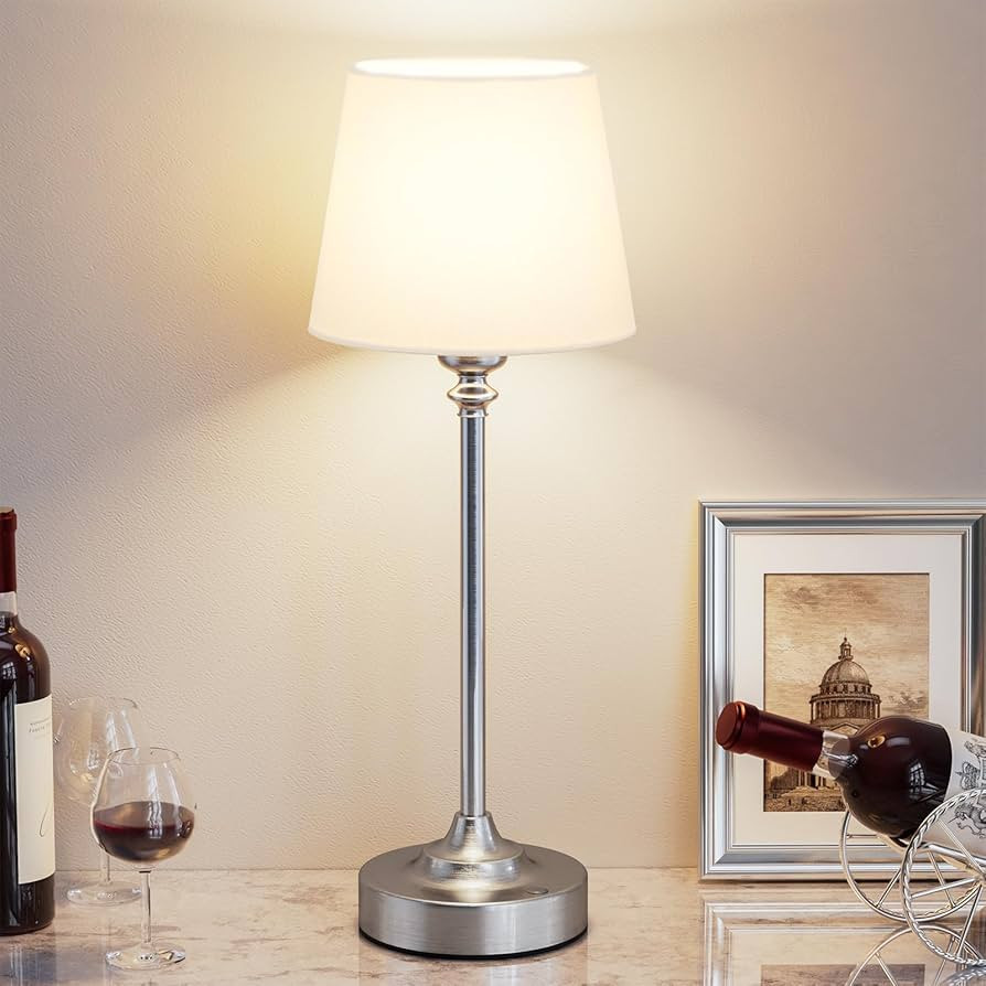 Kakanuo Cordless Table Lamp Rechargeable Silver - 1 Pack 4000mAH Battery Operated Lamp for Decor,... | Amazon (US)