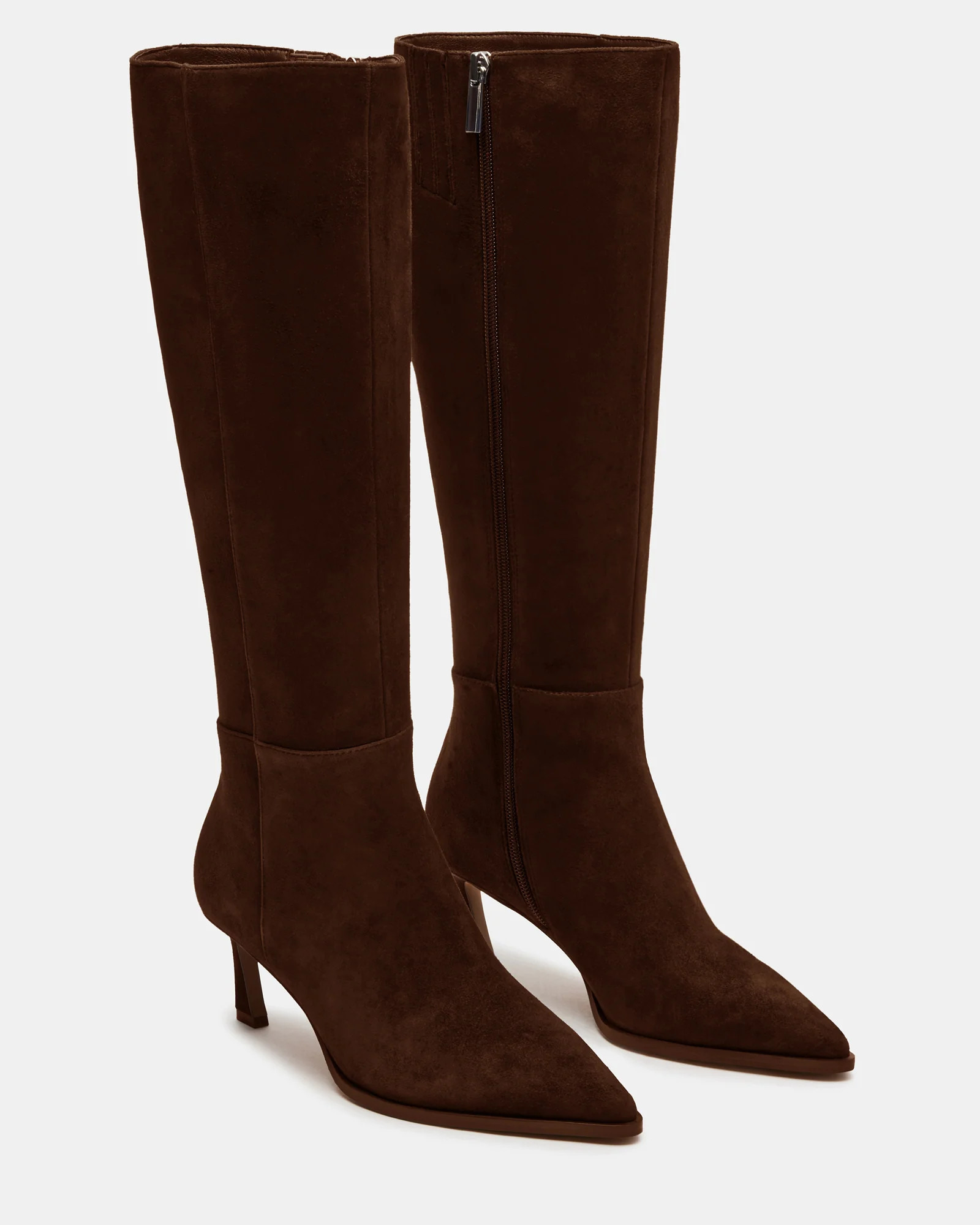 LUCID Brown Suede Women's Pointed Toe Kitten Heel Boot | Steve Madden (US)