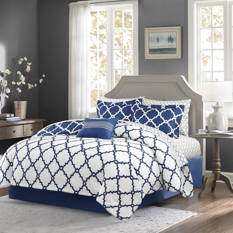 Geometric 7 Piece Bed-in-a-bag Reversible Comforter | Wayfair North America