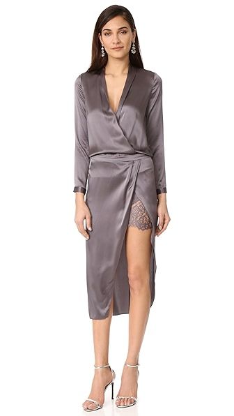 Michelle Mason Long Sleeve Dress with Lace Slip | Shopbop