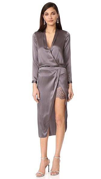 Michelle Mason Long Sleeve Dress with Lace Slip | Shopbop