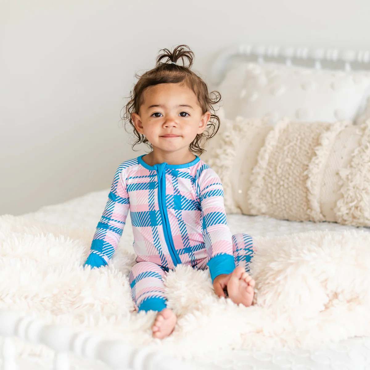 Rosy Plaid Bamboo Viscose Zippy | Little Sleepies
