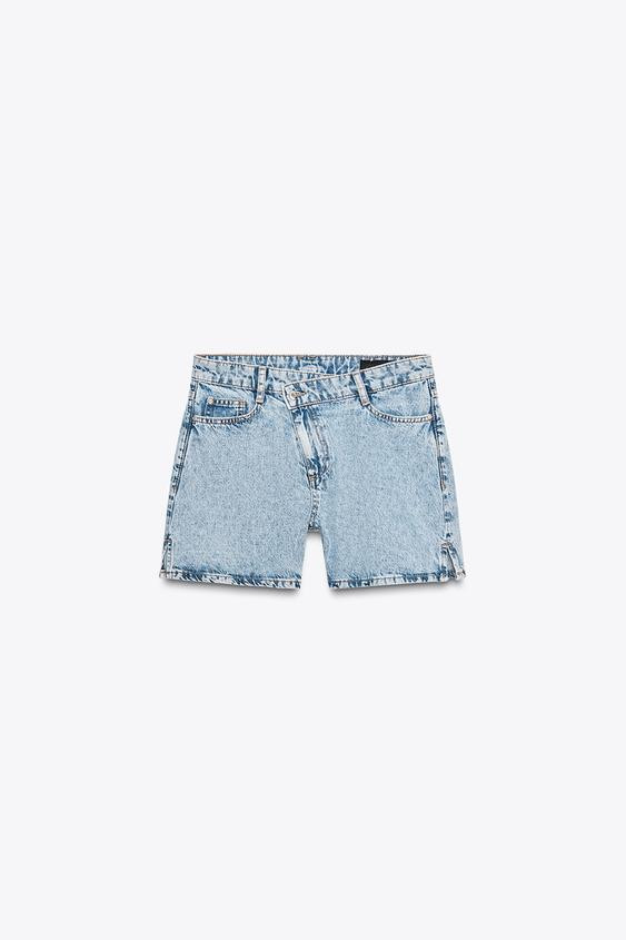 Z1975 HIGH-WAIST CROSSOVER WAIST DENIM SHORTS | Zara US