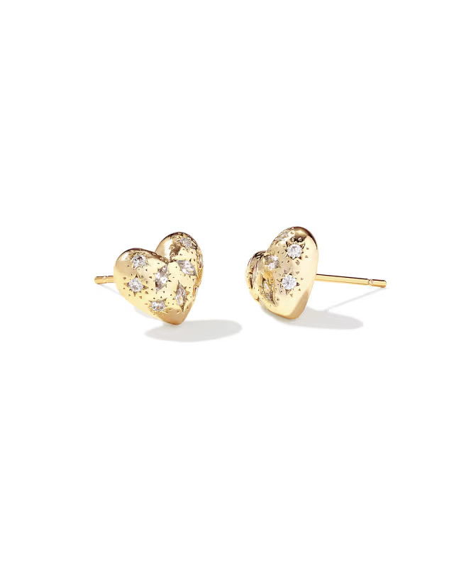 Holland Gold Heart Stud Earrings in White Crystal | Kendra Scott | Kendra Scott