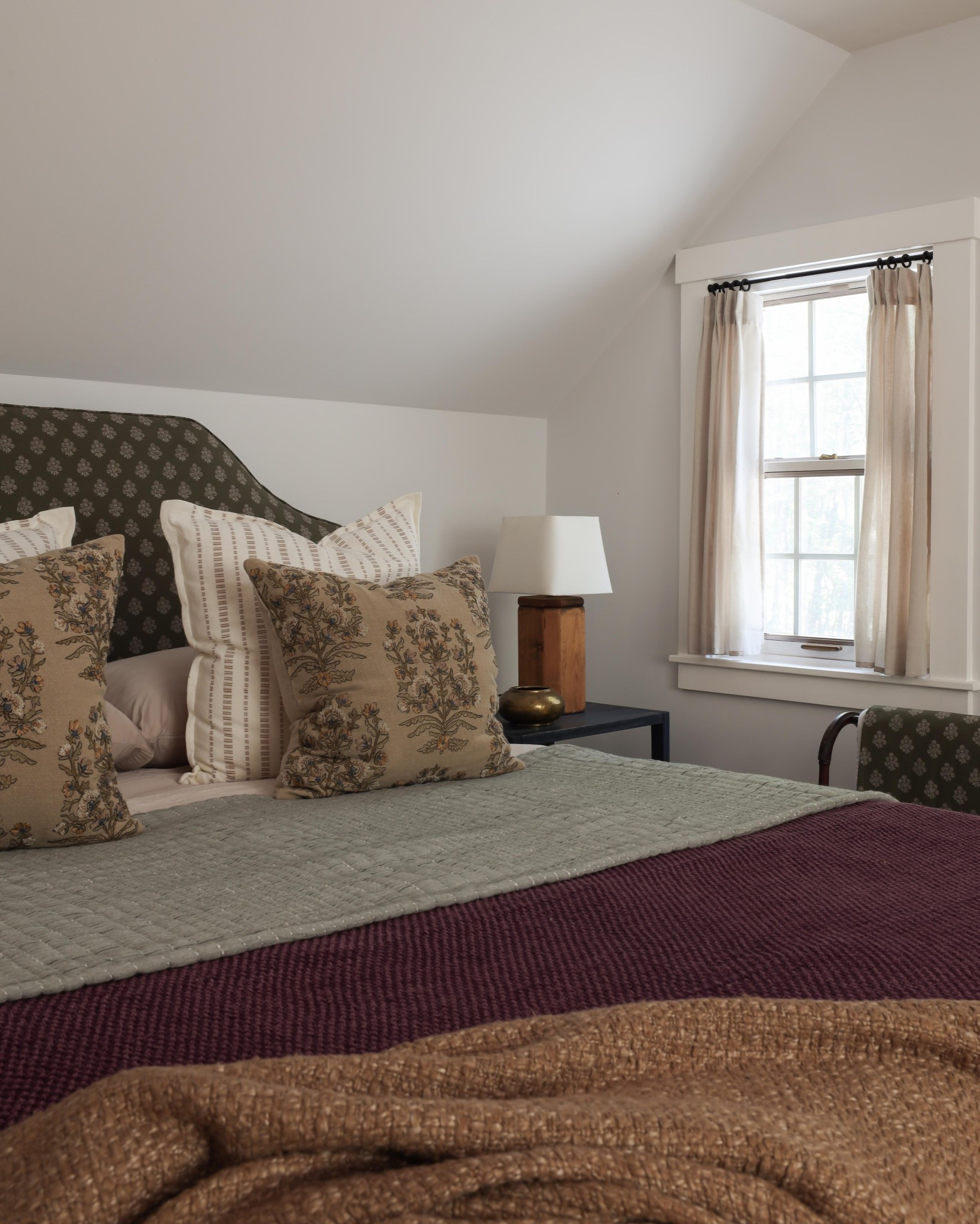 Use a shower curtain to reupholster the headboard. ✔️ Create a green, plum, and yellow color palette. ✔️ Test @onequince’s bamboo sheets. ✔️ Realize they’re just as good as my luxury sheets and tell everyone. ✔️ Shop my bamboo sheets and coverlet on my @shop.ltk page. #quincepartner #liketkit