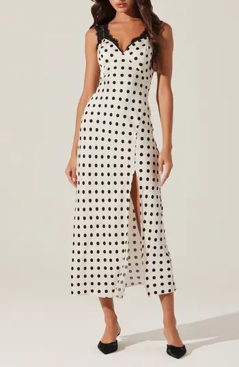 Eirene Lace Trim Polka Dot Dress | Nordstrom
