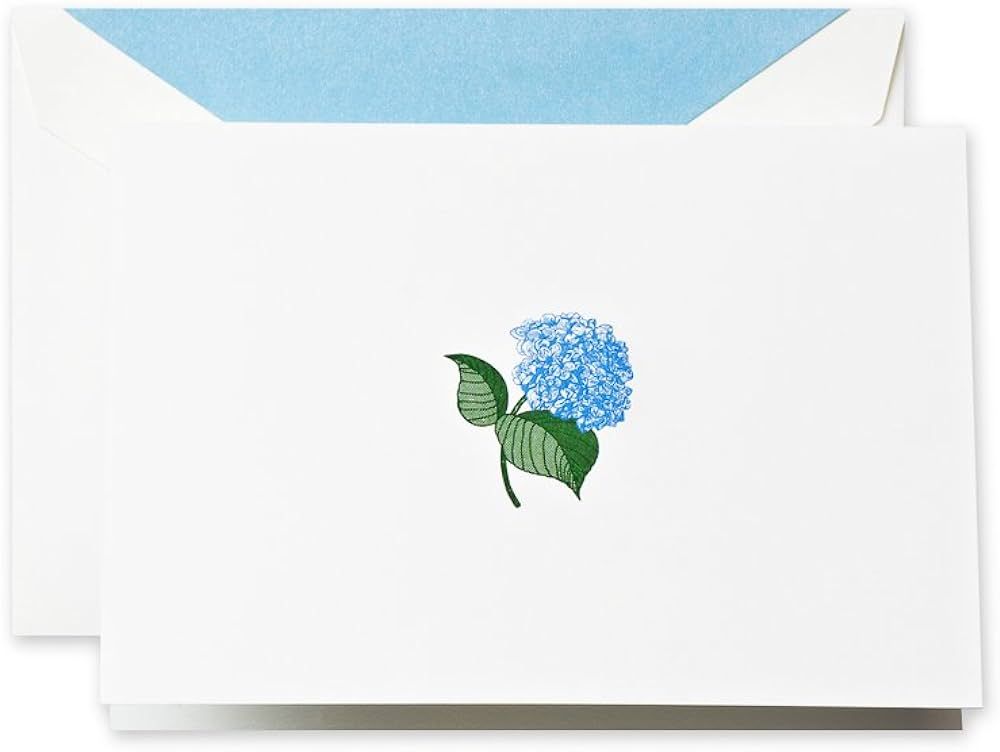 Crane & Co. Hand Engraved Blue Hydrangea Note (RF1407), Pack of 10 | Amazon (US)