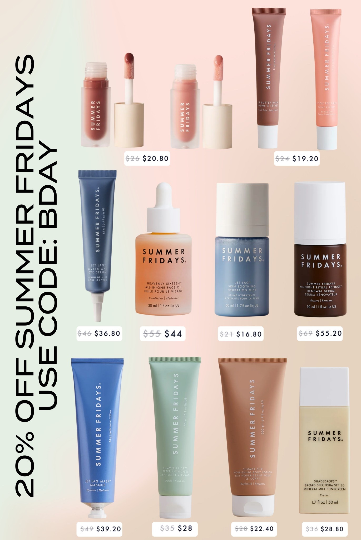 Summer Friday’s birthday sale is here! Use code BDAY and get 20% off! 

#LTKBeauty #LTKSpringSale #LTKSaleAlert