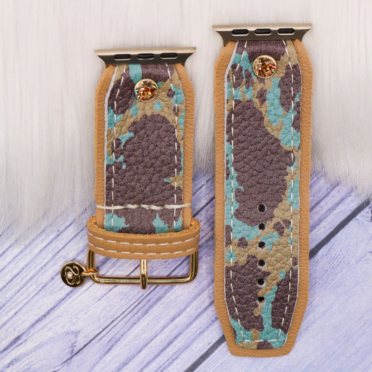 Discontinued - Luxe Turquoise Cow Customizable Watchband | Spark*l