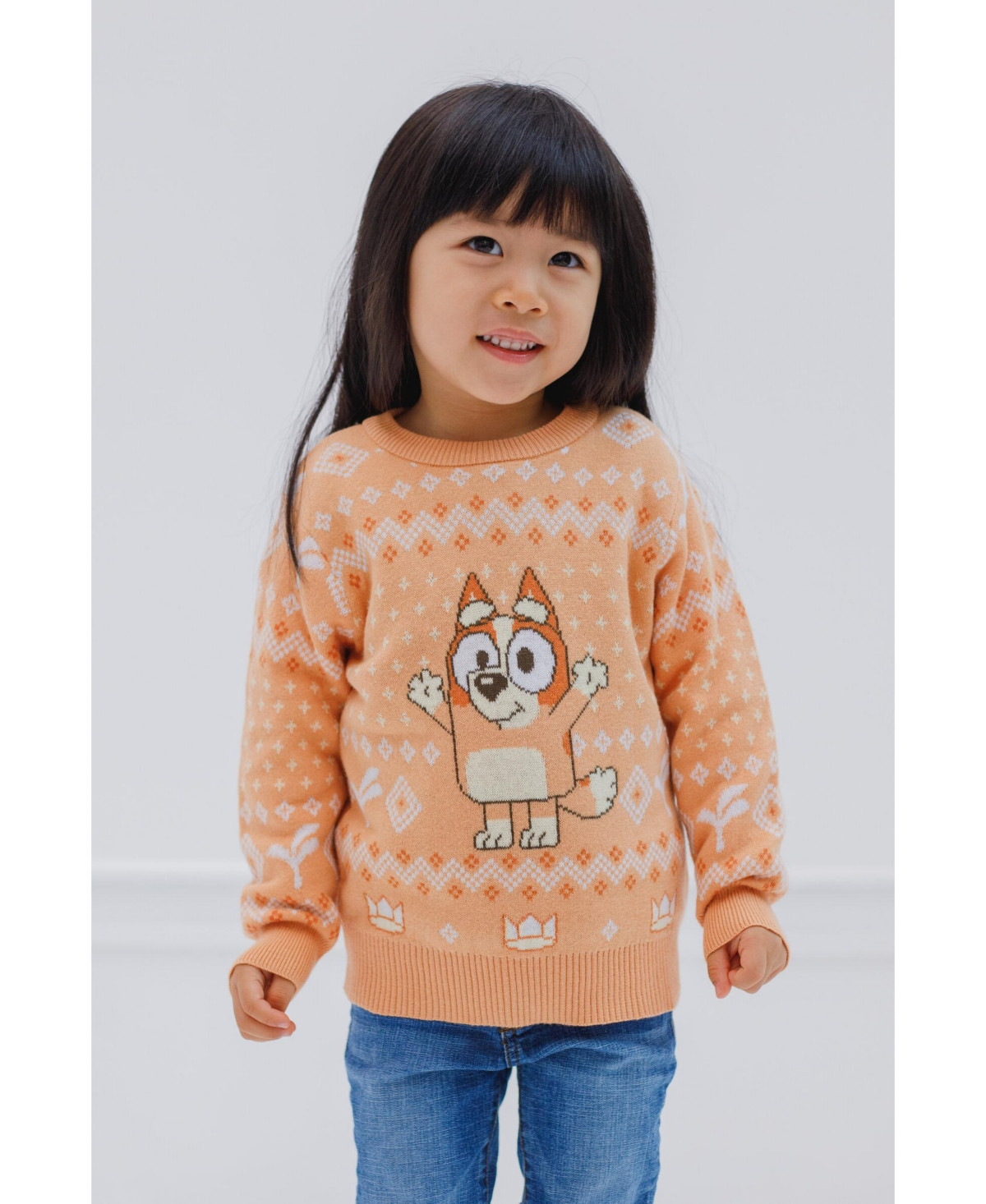 Bluey Toddler Girls Bingo Chilli Mom Bandit Dad Christmas Long Sleeve Sweater to - Bingo, orange | Macy's
