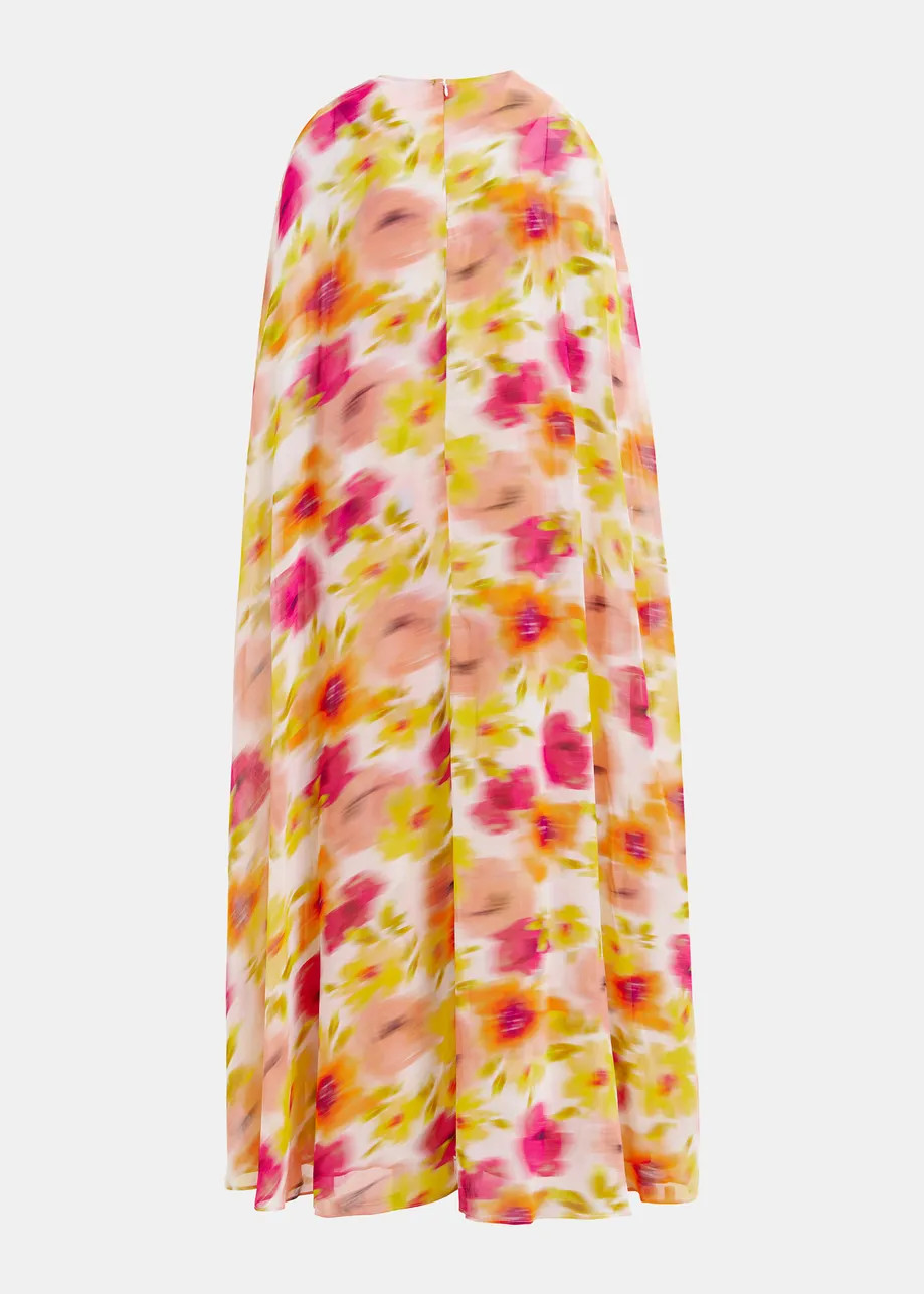 Multicolored maxi-dress with cape-like sleeves | Essentiel Antwerp United States | Essentiel Antwerp