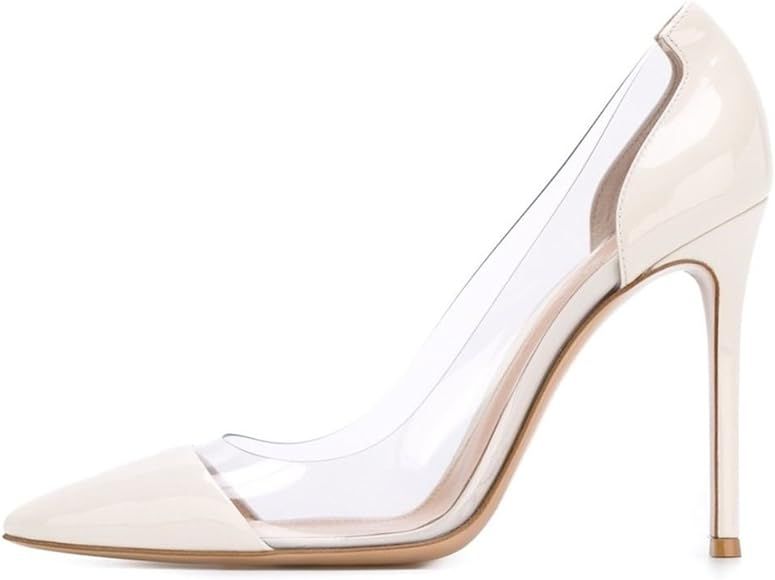 Damen Größe Geschlossene Pumps Zehenkappe Transparent Rutsch Stiletto Party Hochzeit Schuhe | Amazon (DE)