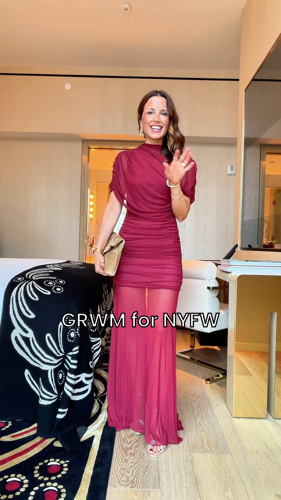Cocktail dress for NYFW! Wedding guest dress. Fall wedding guest. Winter wedding guest. Mesh maxi in XS. Has a train in the back. Very stretchy and so comfortable! I love this sm!! YSL suede clutch. Gold heels are TTS.

#LTKNYFW #LTKWedding #LTKdayinmylife
