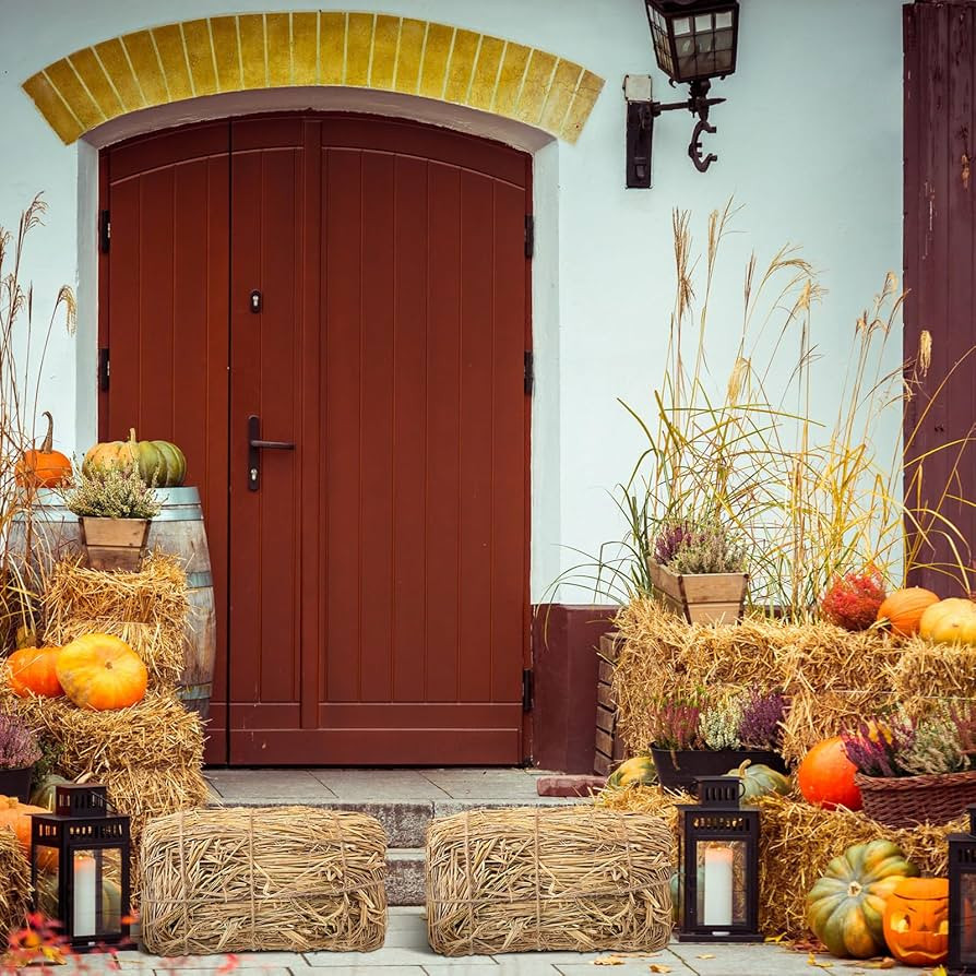 Fabbay 2 Pcs Decorative Straw Bale 7.87 x 7.87 x 15.75 Inches Natural Hay Bales for Decoration St... | Amazon (US)