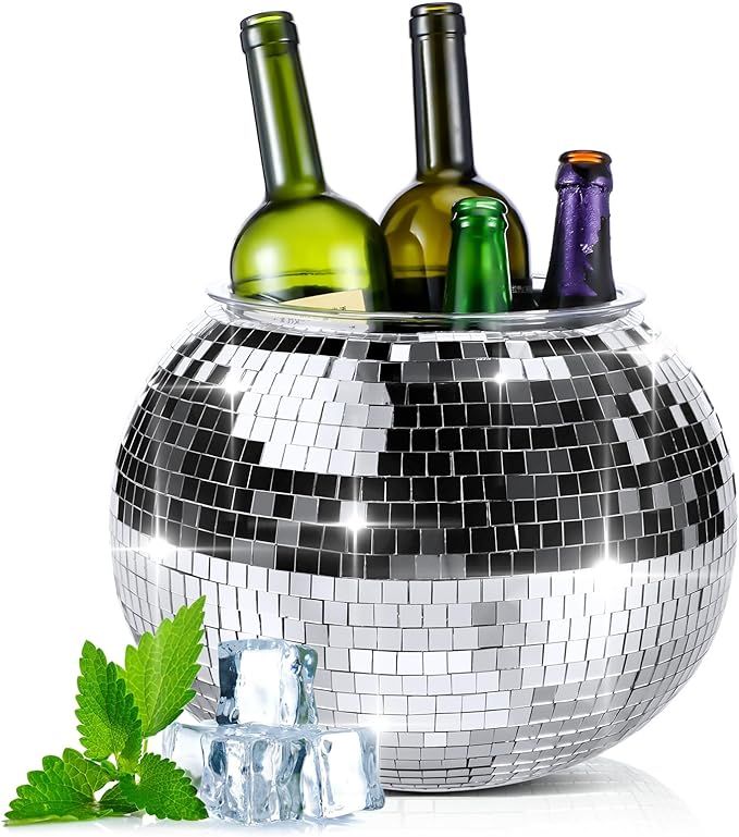 Hoolerry 11L Disco Ice Bucket Disco Party Champagne Ice Bucket Mirror Ball Themed Beer Bucket Ret... | Amazon (US)