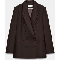 Zara - Double-Breasted Blazer With Shoulder Pads - Brown - L - Woman | Zara UK